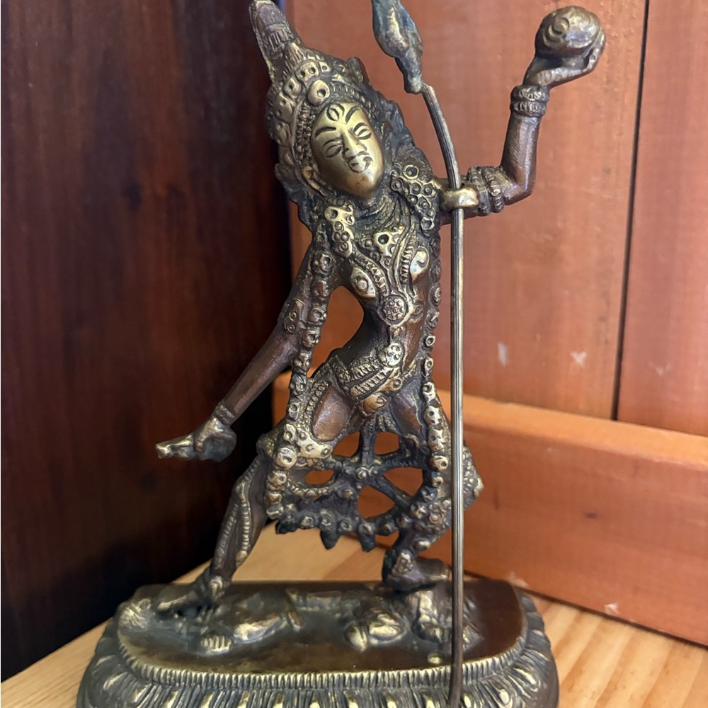 Kali Standing Over Shiva Hindu Goddess Antique Finish Brass Statue Sacred Decor